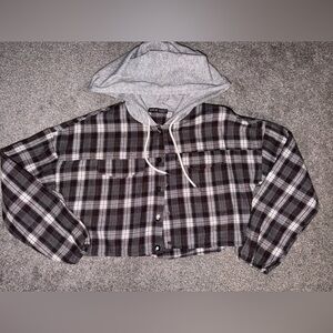 Cropped Light Weight Hooded Flannel